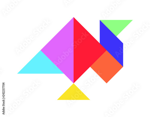 Free Download Color tangram puzzle in turkey hen or gobbler shape on white background - GFXLoad