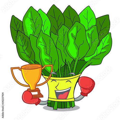 Boxing winner vegetables spinach isolated on the mascot