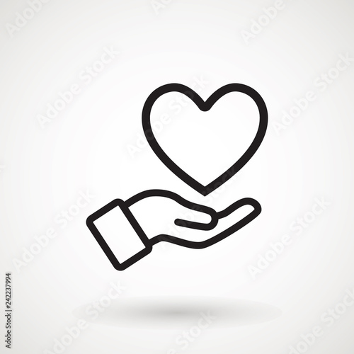 Hand Giving Love Symbol. Hand holding heart shape, vector icon.