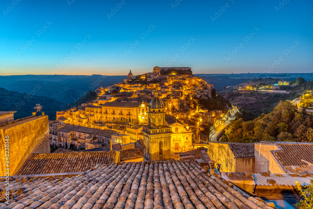 Sunrise at the old baroque town of Ragusa Ibla in Sicily, Italy