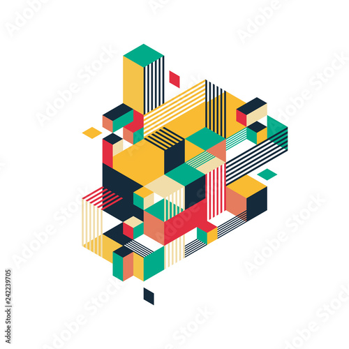 Abstract modern colorful geometric isometric shape background