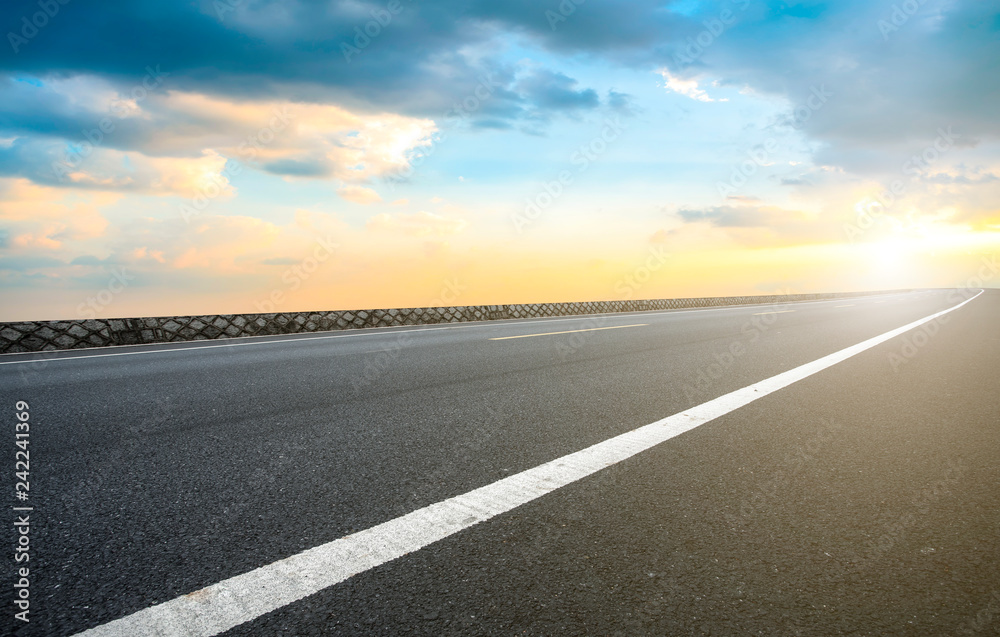 Naklejka premium Air highway asphalt road and beautiful sky scenery