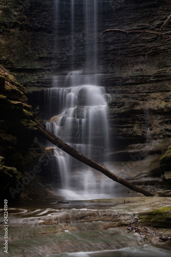 Water cascading down Lake Falls after a Spring rain.  Matthiessen State Park  Illinois  USA.