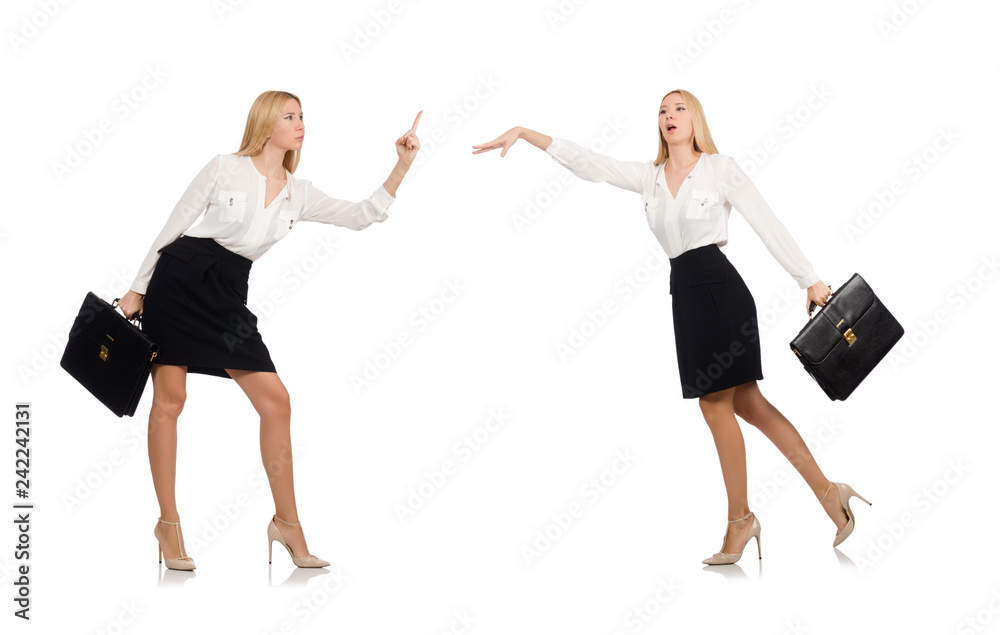 Businesswoman in business concept isolated on white Businesswoman in business concept isolated on white