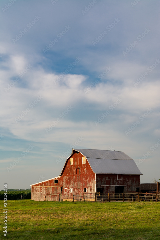 Midwestern barn in the afternoon light.  LaSalle County, Illinois, USA