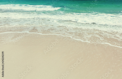 Abstract natural tropical background and texture, white sand and foam wave, relaxation and vacation concept