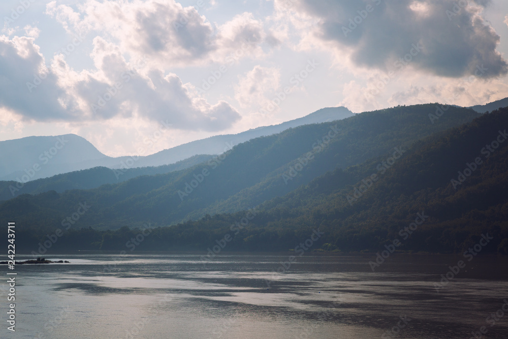 Beautiful scenery, Mekong River in Laos, a popular travel destination in Southeast Asia Beautiful scenery, Mekong River in Laos, a popular travel destination in Southeast Asia