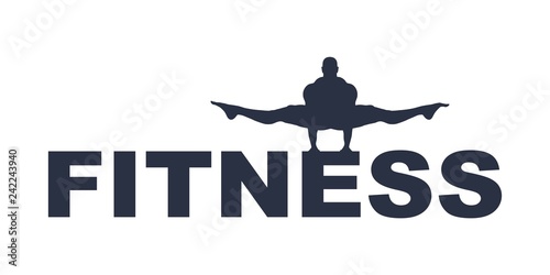 Muscular man silhouette and fitness word. Bodybuilding relative image
