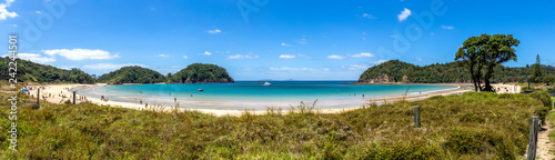 Beautiful wide angle view of Matapouri Beach on the North Island of New Zealand.