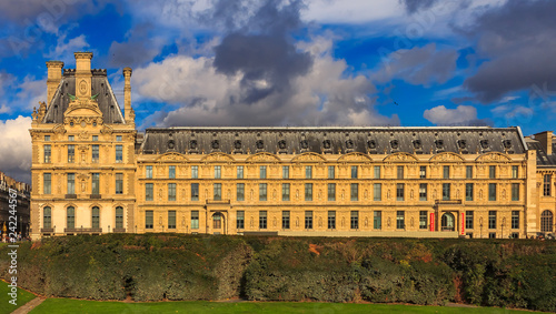 Facade of the famous Museum of Decorative Arts with ornate ceramics, crystal and fine furniture, from Middle ages to present day in Paris, France photo