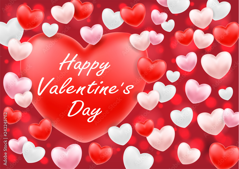 happy valentine day with pink red white heart happy valentine day with pink red white heart