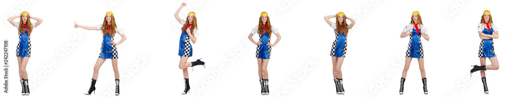 Beautiful woman in checkered dress Beautiful woman in checkered dress