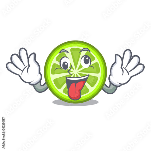 Crazy green lemon slices on mascot plate