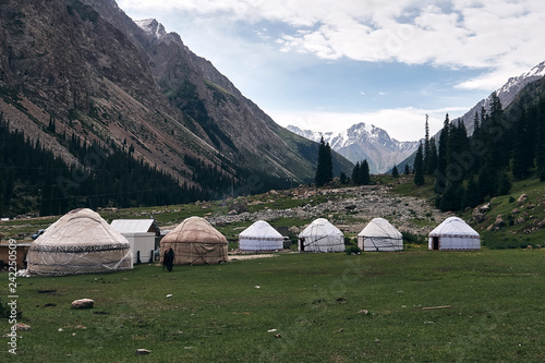 Urta - nomadic house in the mountains of Kyrgyzstan, Central Asia photo