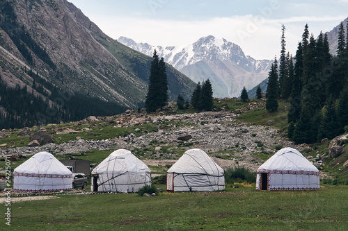 Urta - nomadic house in the mountains of Kyrgyzstan, Central Asia