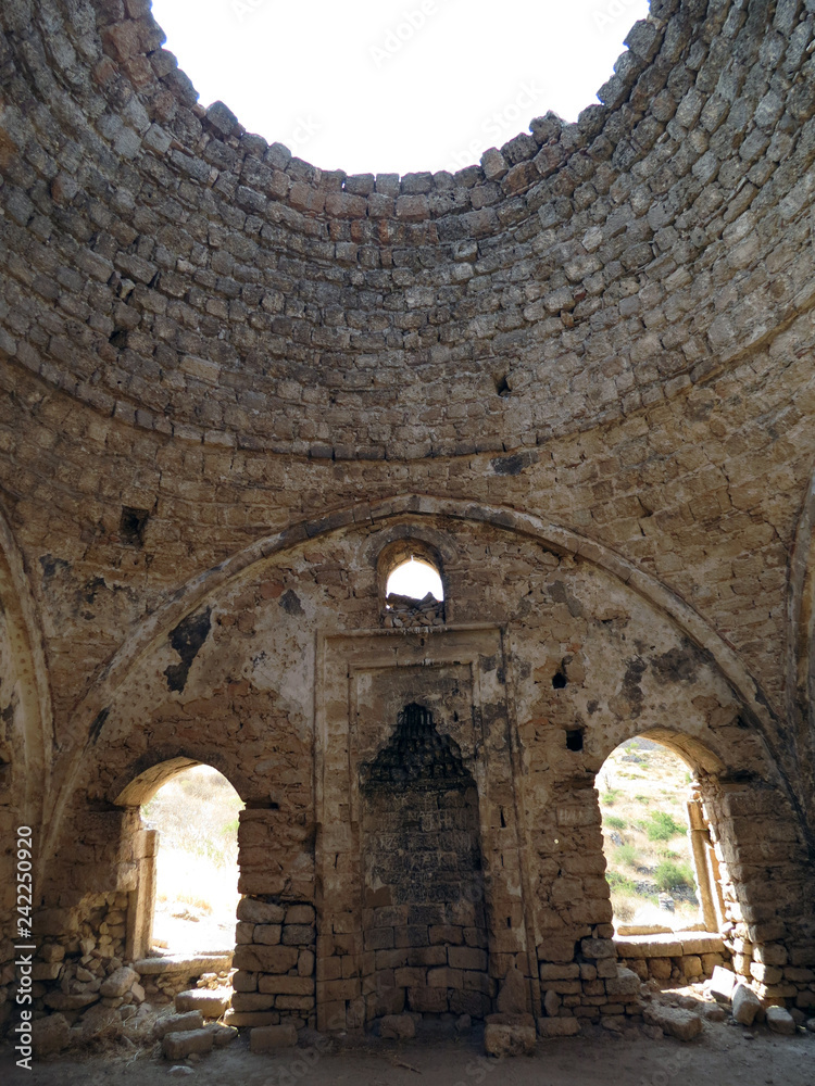 View inside an old religious building, Corinth, Greece