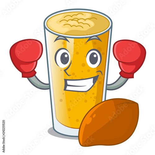 Boxing lassi mango in a cartoon glass