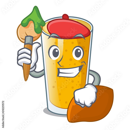 Artist lassi mango in a cartoon glass