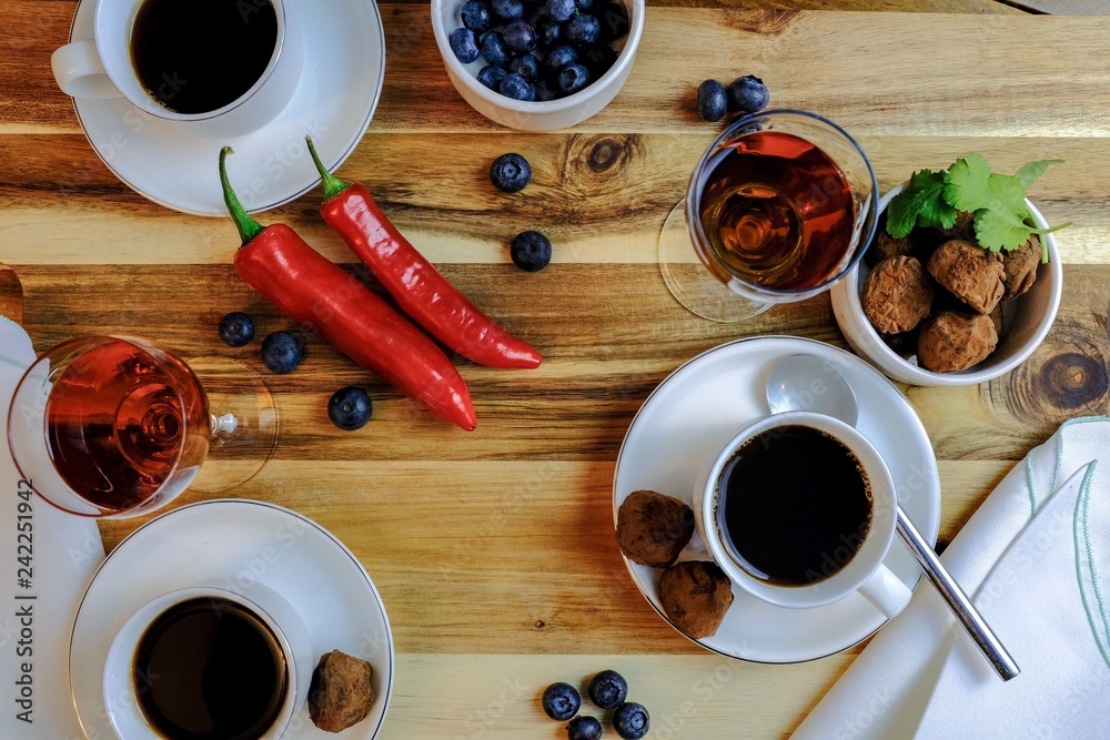 coffee and liqueur with chocolate and chilli