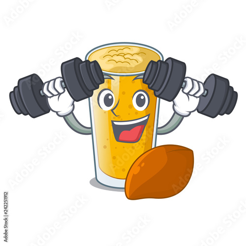 Fitness lassi mango in a cartoon glass