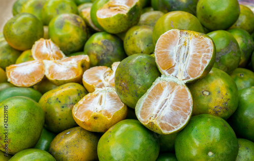 pile of fresh mandarin orange citrus