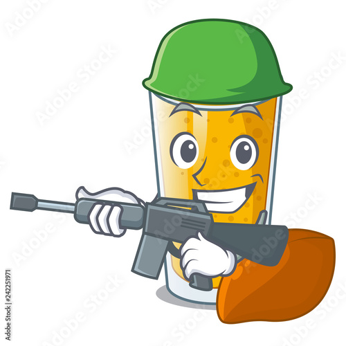 Army lassi mango in a cartoon glass