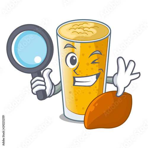 Detective lassi mango in a cartoon bottle