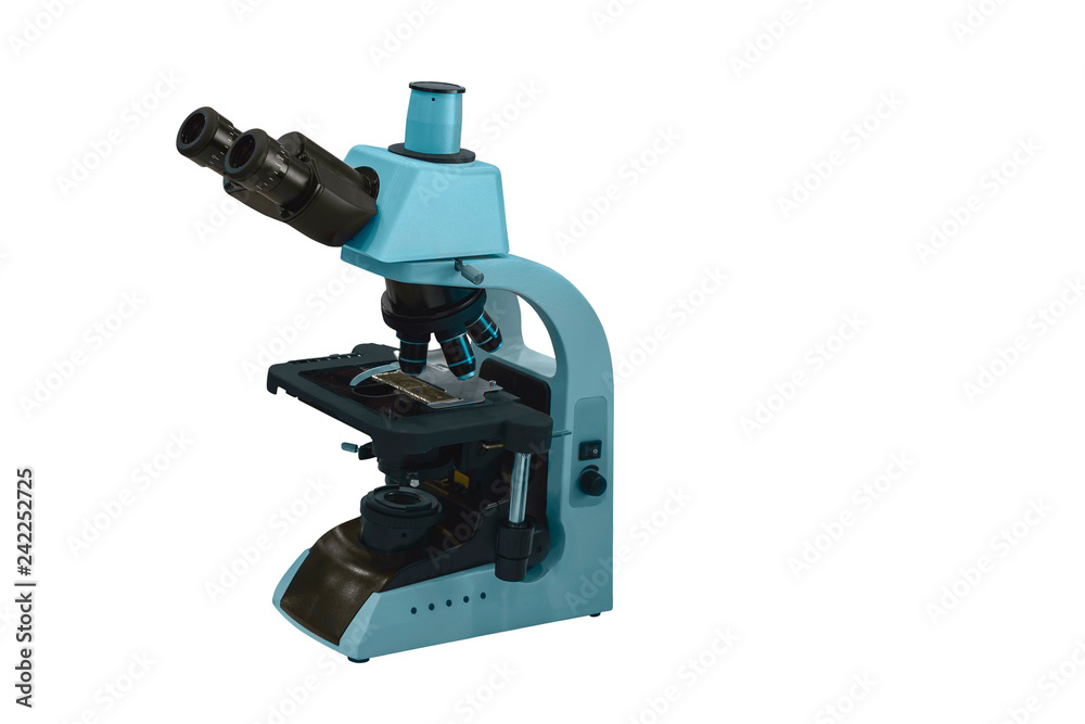 modern microscope for scientific research isolated on white background modern microscope for scientific research isolated on white background