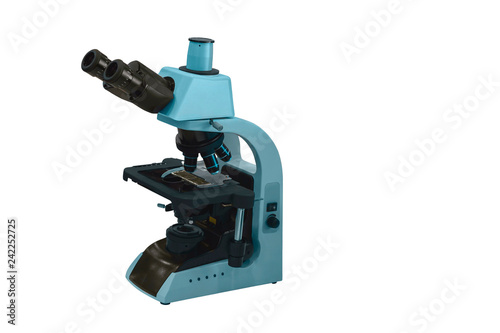 modern microscope for scientific research isolated on white background