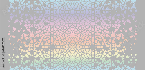 Arabian vector template of modern card for invitation, celebration, save the date, poster, announcement with holographic effect
