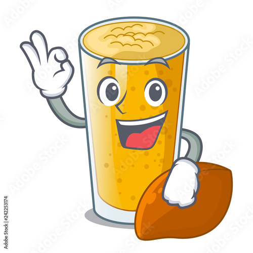 Okay lassi mango in a cartoon bottle