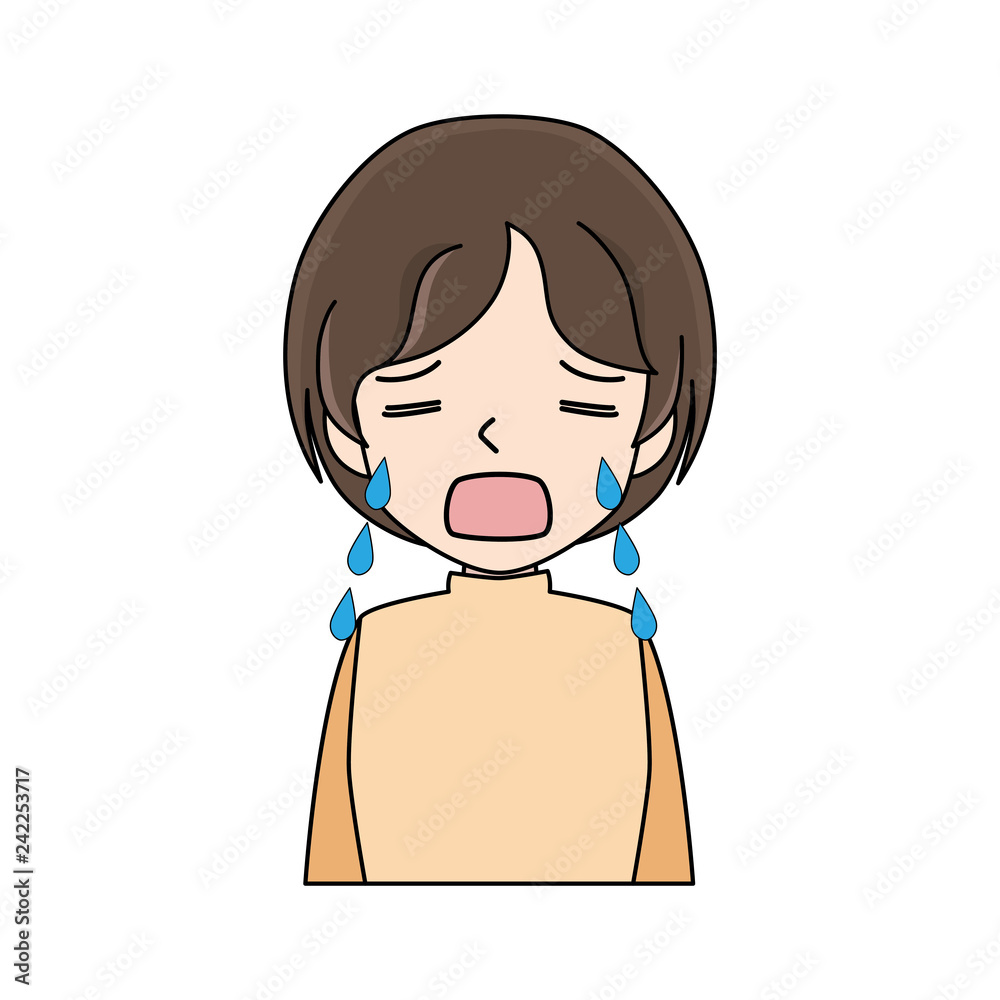 Illustration of a young woman with tears. Illustration of a young woman with tears.