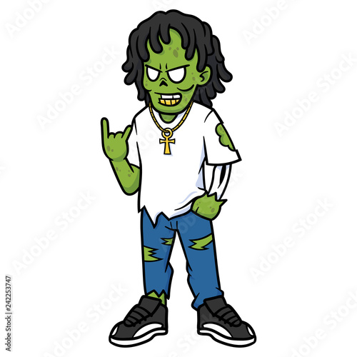 Cartoon Cool Zombie With Dreadlocks