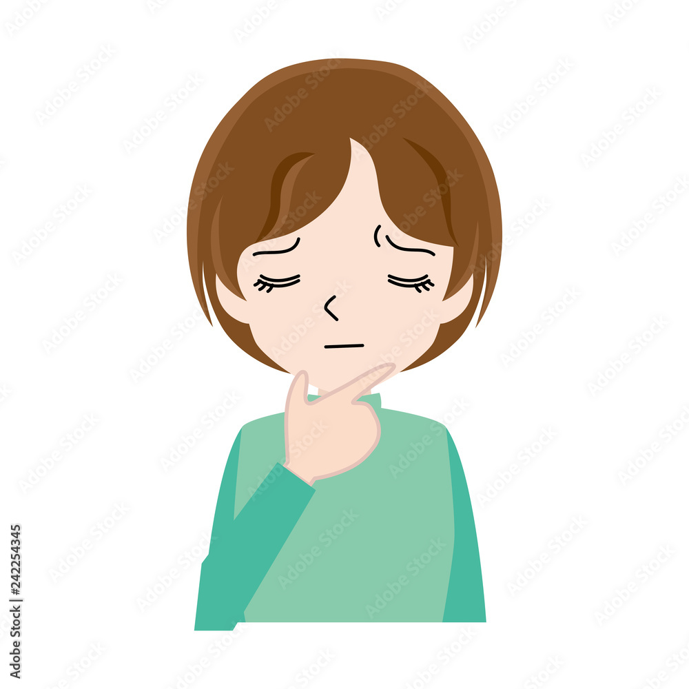 Illustration of a young woman with a thought face. Illustration of a young woman with a thought face.