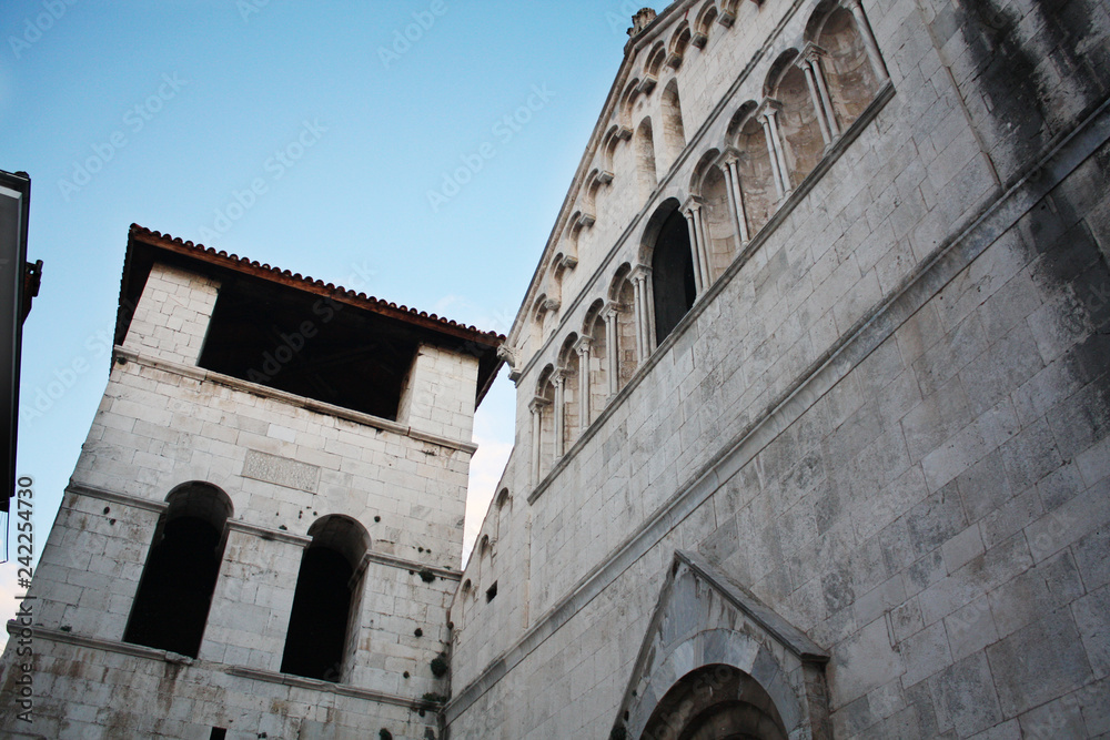 The Church of St. Chrysogonus with not finished Bell Tower. Zadar. Croatia.	