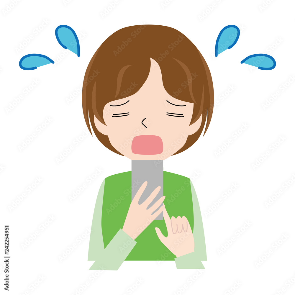 Illustration of a woman who uses a smartphone while racing. Illustration of a woman who uses a smartphone while racing.