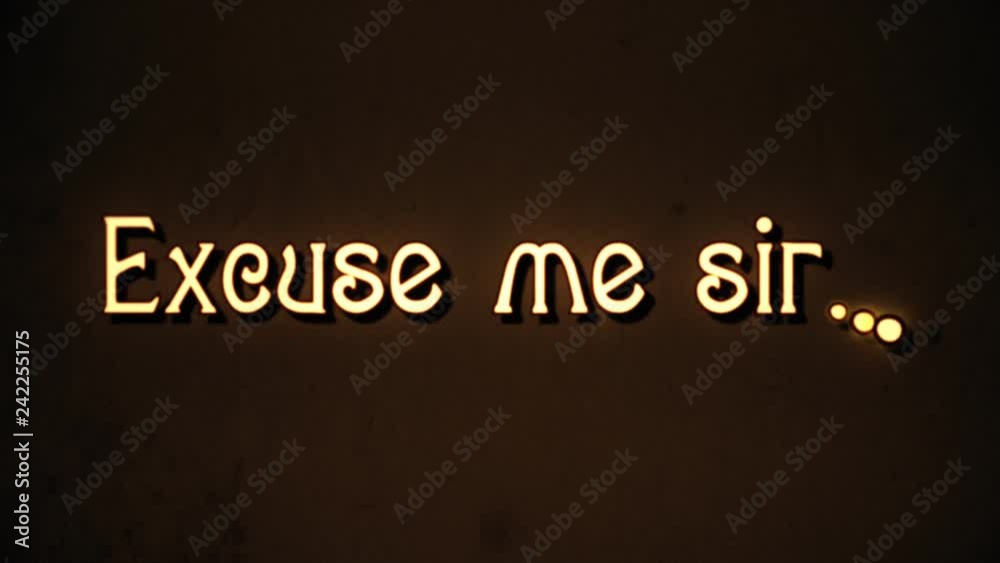 A text message, fancy retro font, 1970s damaged film style, appearing ...