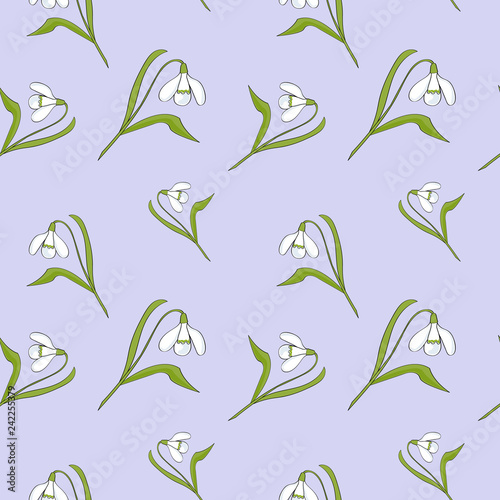 seamless pattern with snowdrops