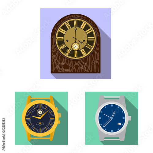 Isolated object of clock and time sign. Set of clock and circle stock vector illustration.