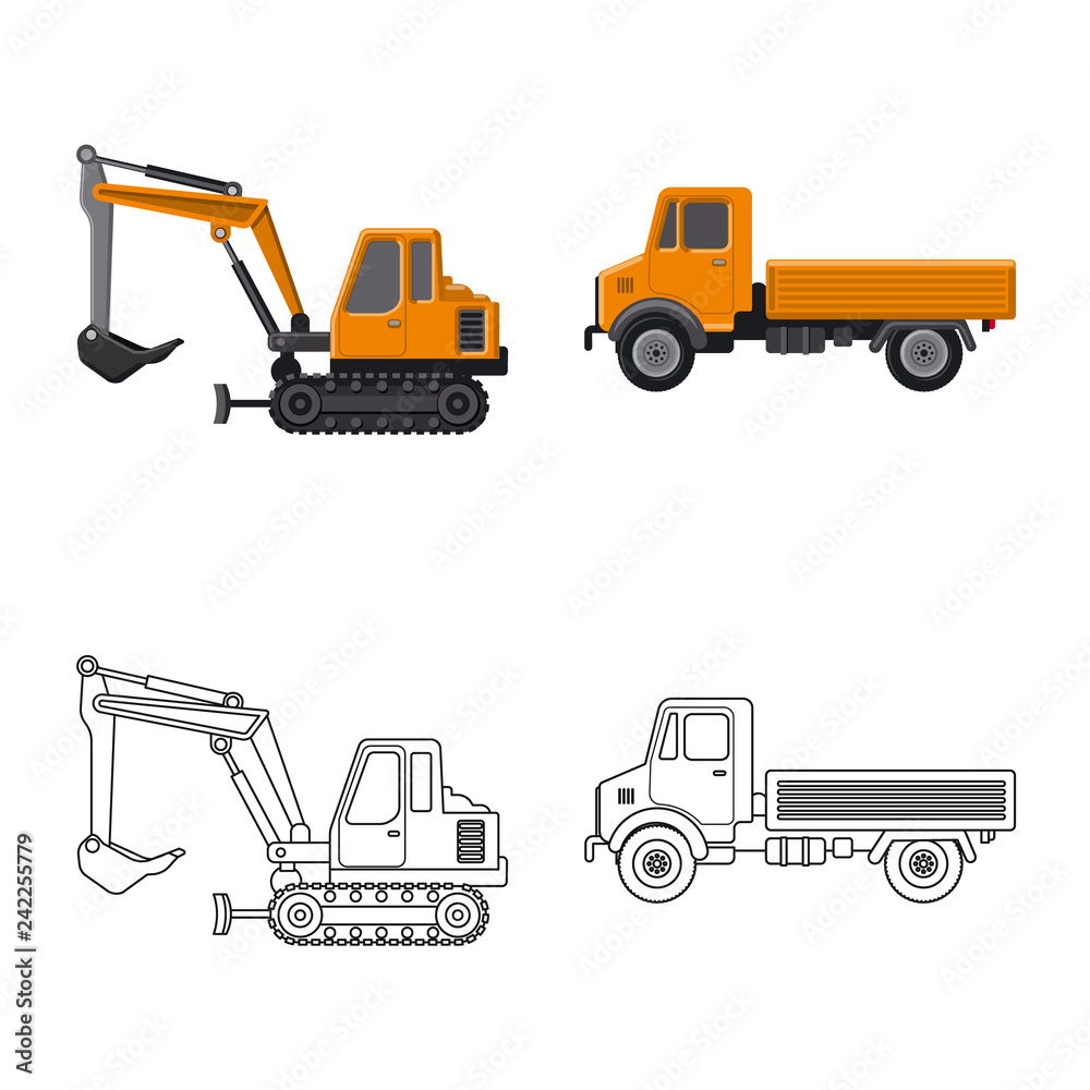 Fototapeta premium Vector illustration of build and construction logo. Set of build and machinery vector icon for stock.