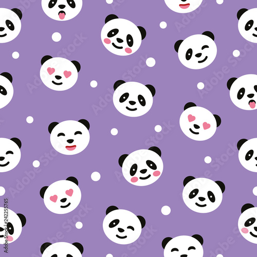 Seamless pattern with panda. Vector illustration. © SLdesign