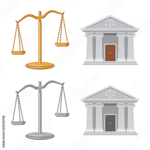 Vector illustration of law and lawyer sign. Collection of law and justice vector icon for stock.