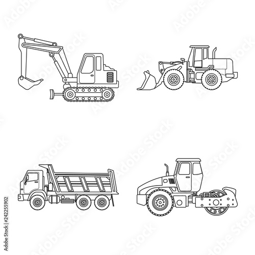 Isolated object of build and construction sign. Set of build and machinery stock symbol for web.