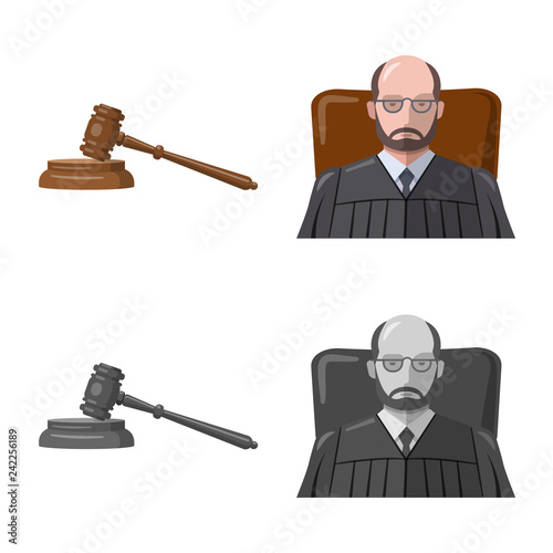 Vector design of law and lawyer icon. Set of law and justice stock vector illustration.