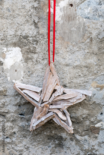 star-shaped decorative accessory handmade out of wood