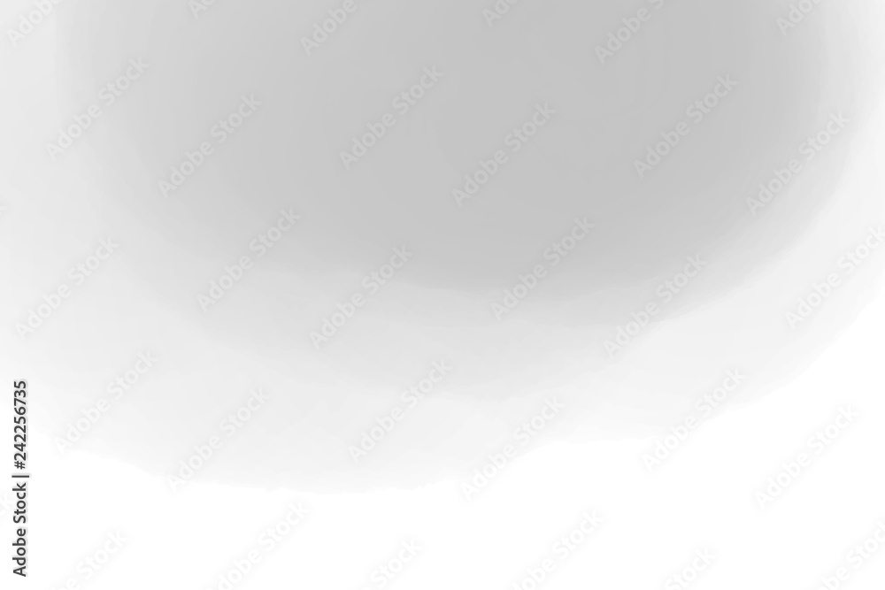 Watercolor spot on white. Digital aquarelle blotch on isolated background. Light blur stain. Hand drawn backdrop for design and work. Black and white illustration