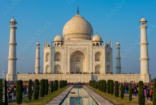 Agra, India - 27 December 2018 : Taj Mahal is a white marble mausoleum , Agra, Uttar Pradesh, India.