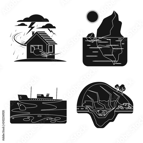 Vector illustration of natural and disaster logo. Collection of natural and risk vector icon for stock.