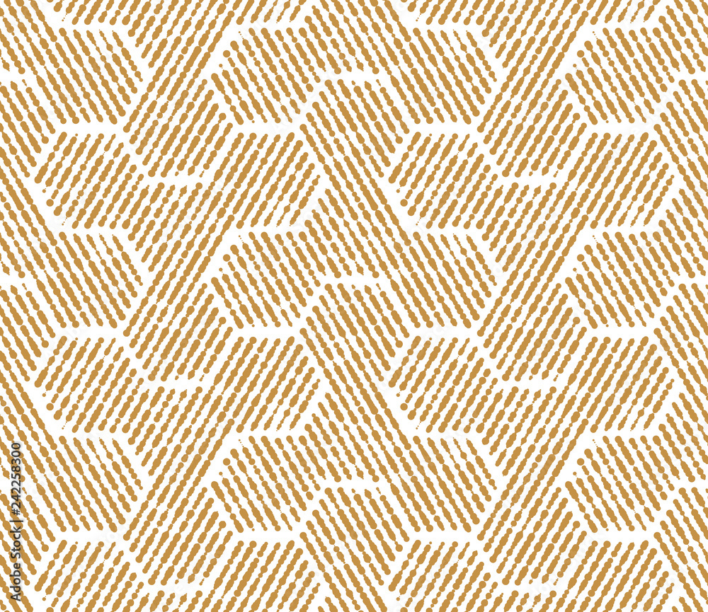 Abstract geometric pattern with stripes, lines. Seamless vector background. White and gold ornament. Simple lattice graphic design