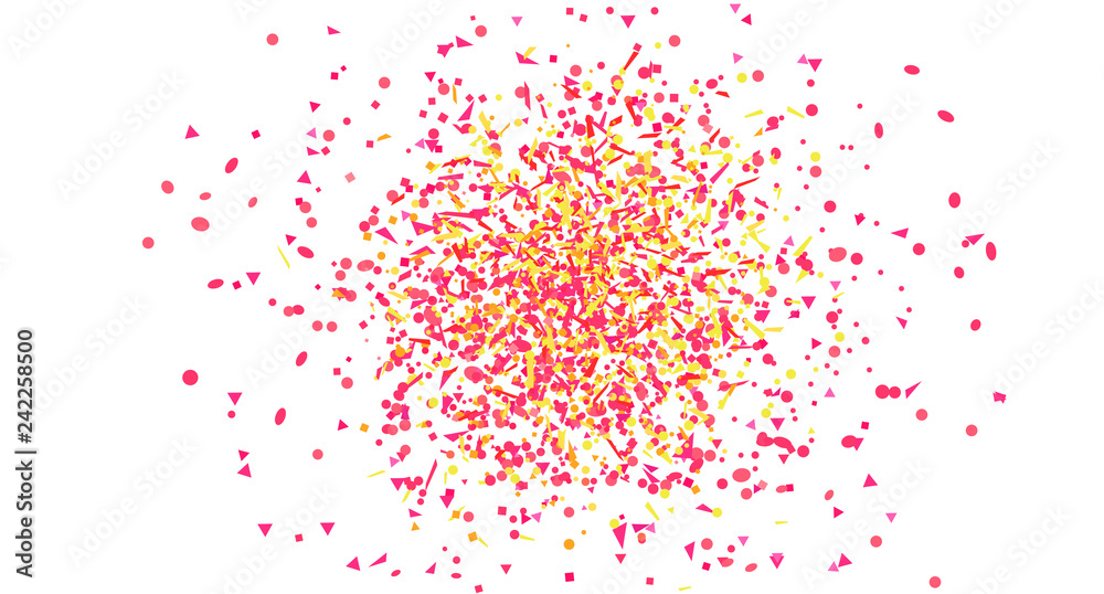 Fototapeta premium Multicolored pattern with geometric elements on isolated white. Colorful background with confetti. Holiday texture from glitters. Luxury colored frame. Print for banner, flyer, poster and textile